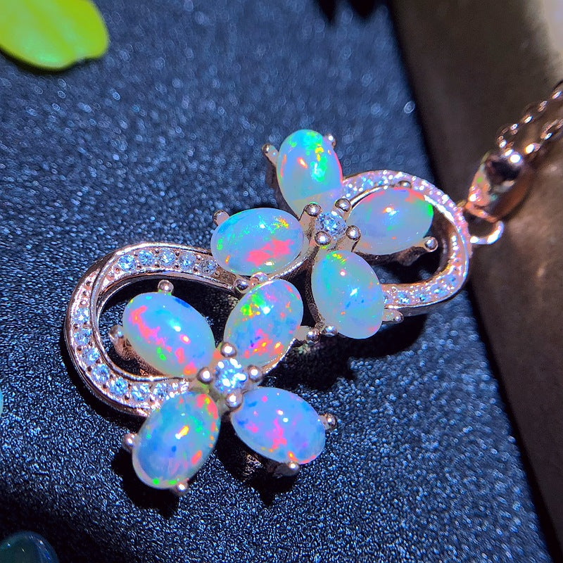S925 Natural Opal Opal Natural Australian Opal Pendant