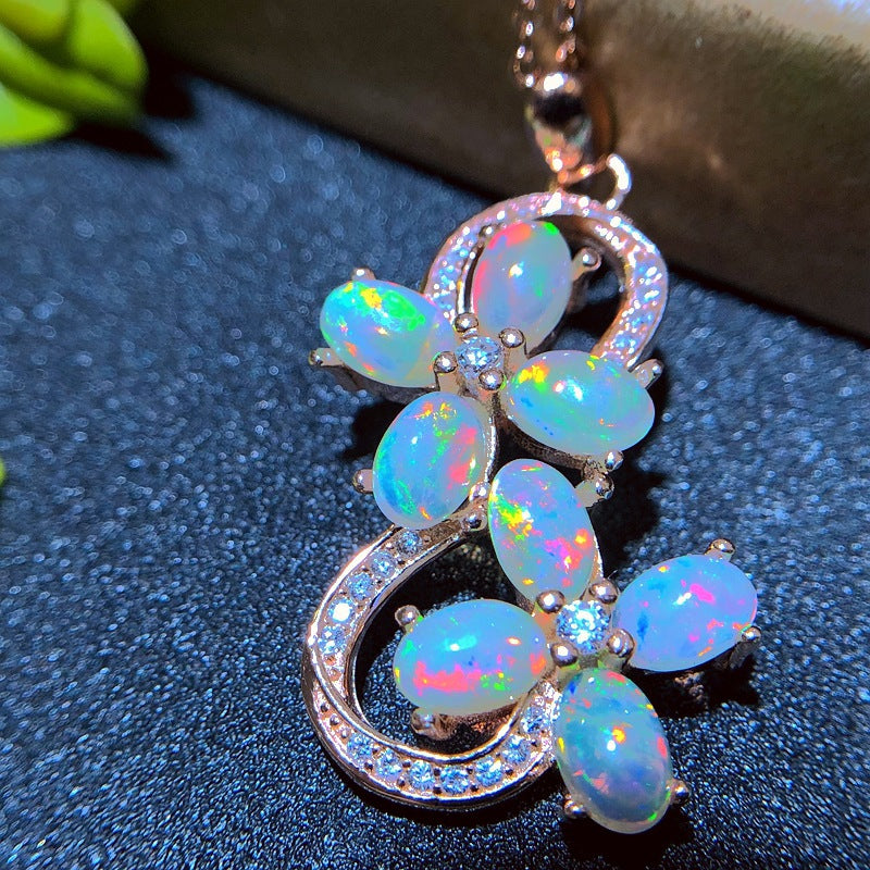 S925 Natural Opal Opal Natural Australian Opal Pendant