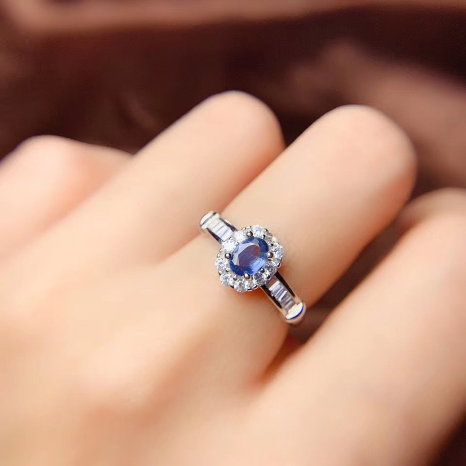 S925 Natural Sapphire Ring