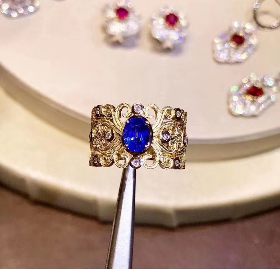 S925 Natural Sapphire Ring