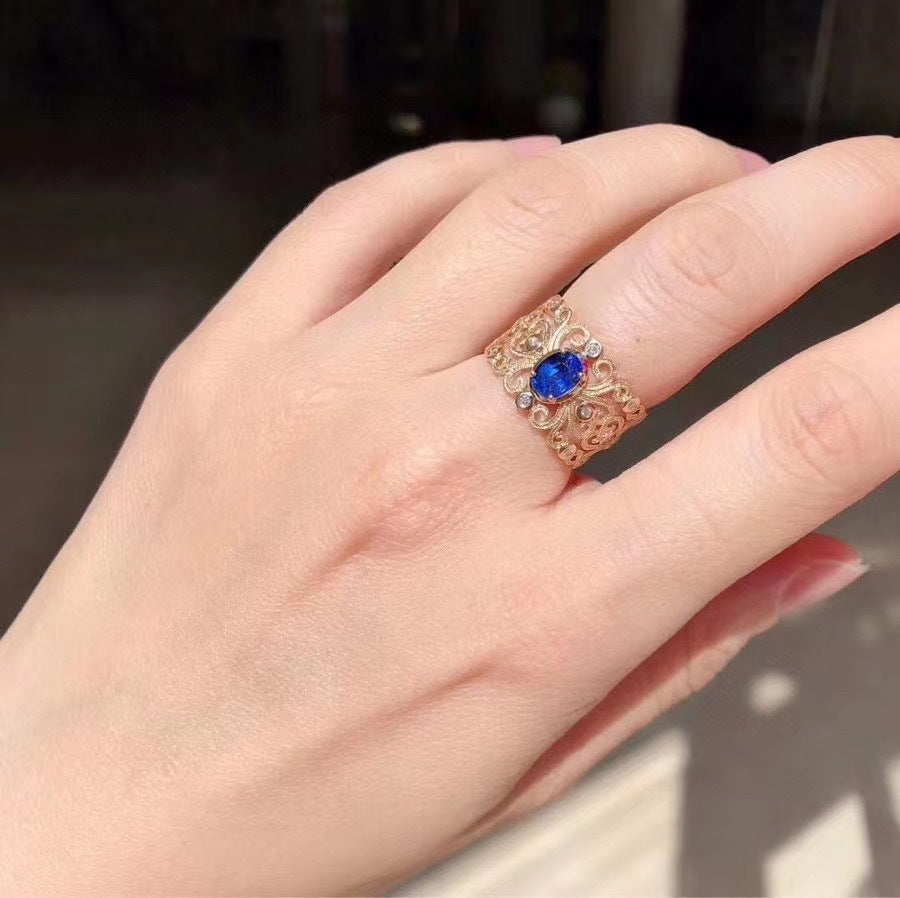 S925 Natural Sapphire Ring