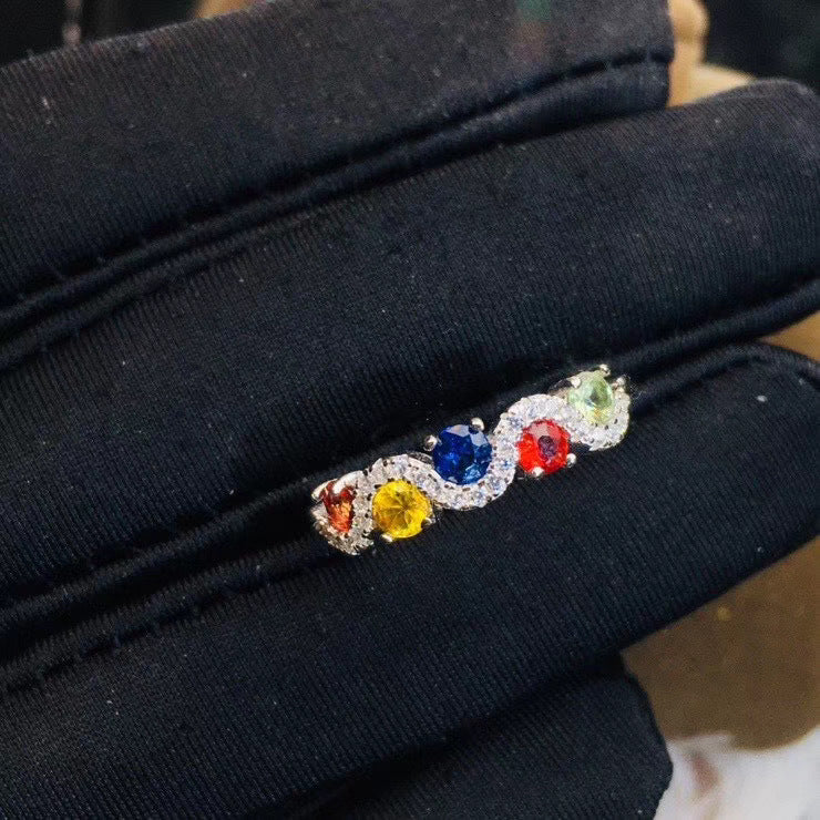 S925 Natural Color Sapphire Ring