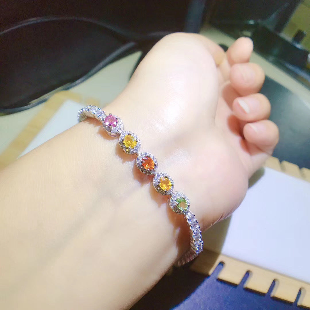 S925 Natural Color Sapphire Bracelet