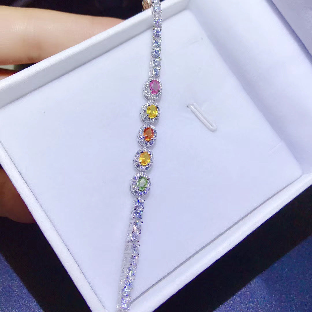 S925 Natural Color Sapphire Bracelet