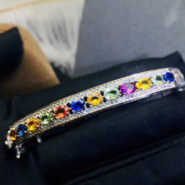 S925 natural color sapphire bracelet