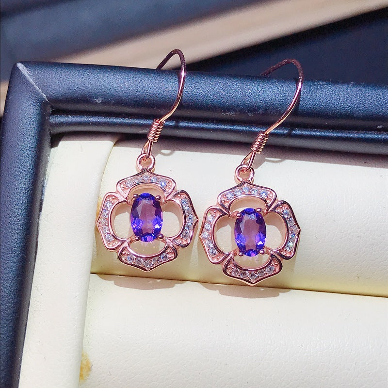 925 Silver with Amethyst Earrings Gift for Girlfriends