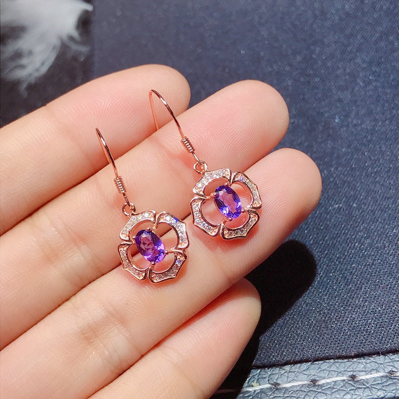 925 Silver with Amethyst Earrings Gift for Girlfriends