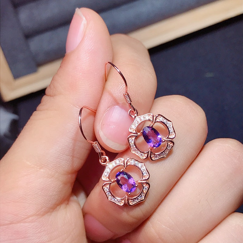 925 Silver with Amethyst Earrings Gift for Girlfriends