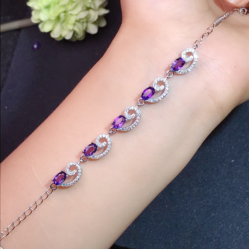 S925 Natural Sterling Silver with Amethyst Bracelet