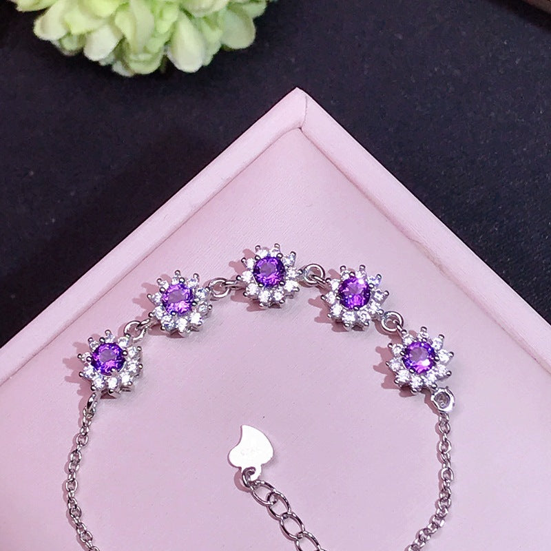 S925 Natural Amethyst Bracelet