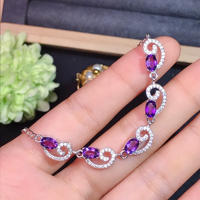 S925 Natural Sterling Silver with Amethyst Bracelet