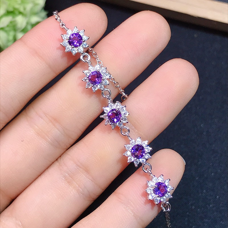 S925 Natural Amethyst Bracelet