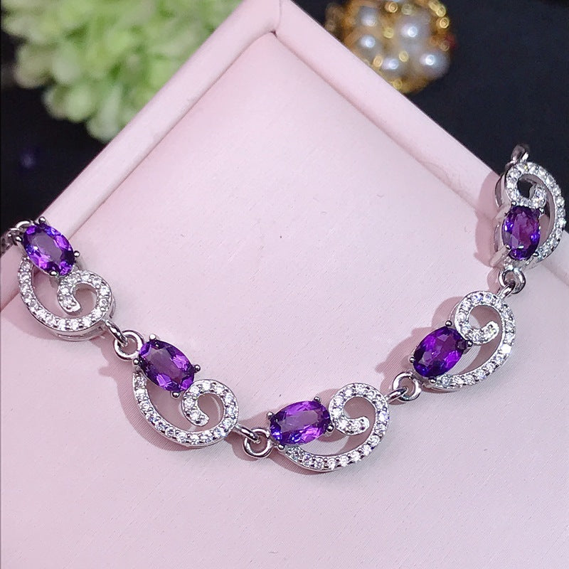 S925 Natural Sterling Silver with Amethyst Bracelet