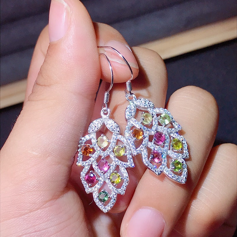 S925 New Natural Tourmaline Earrings