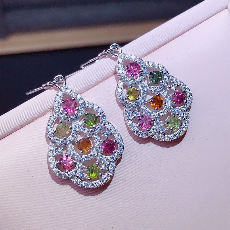 S925 New Natural Tourmaline Earrings