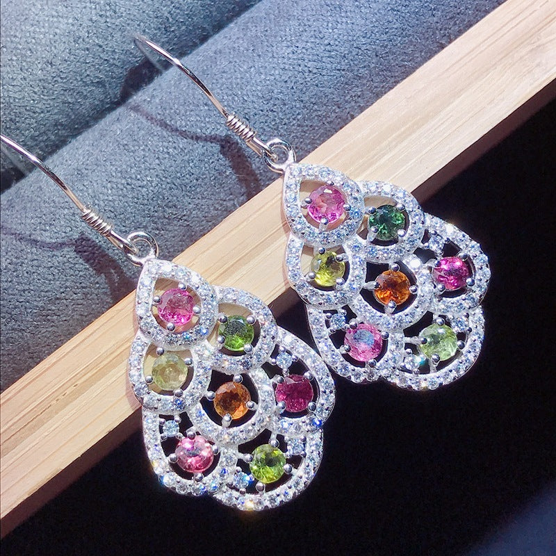 S925 New Natural Tourmaline Earrings