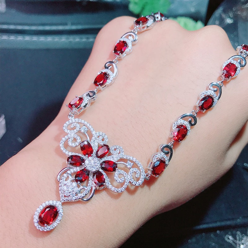 925 Silver with Natural Garnet Necklace