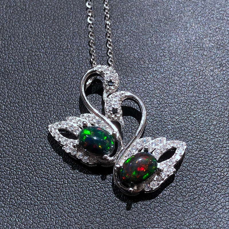 S925 Natural Australian Fire Opal Pendant
