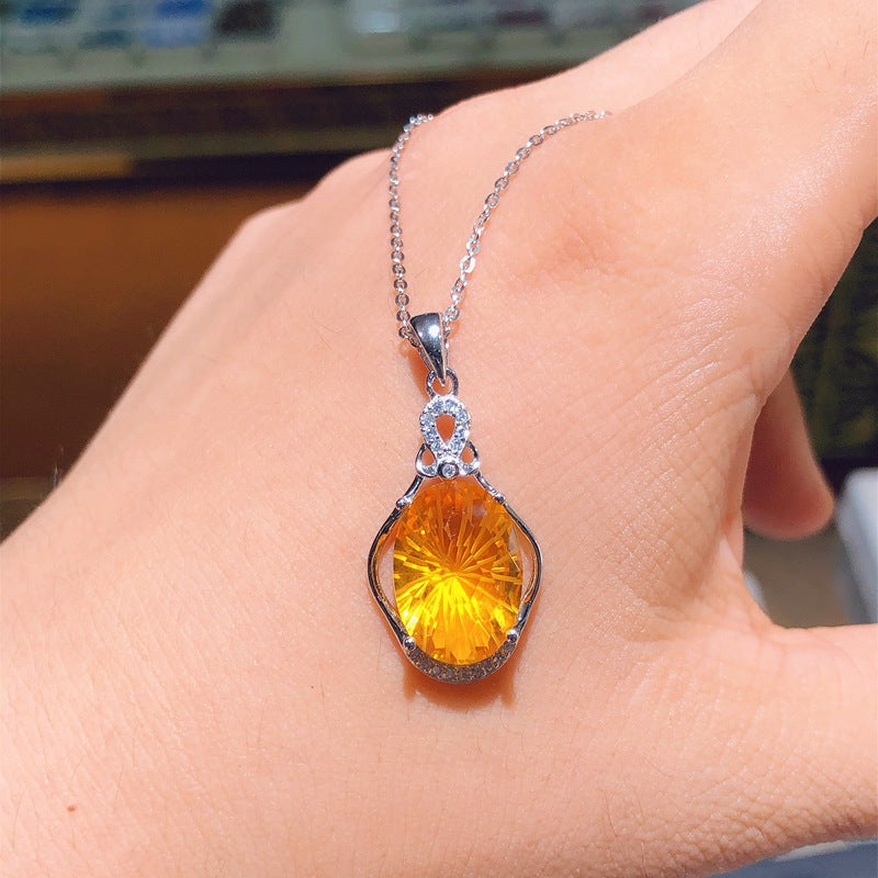 S925 Yellow Crystal Stone Pendant