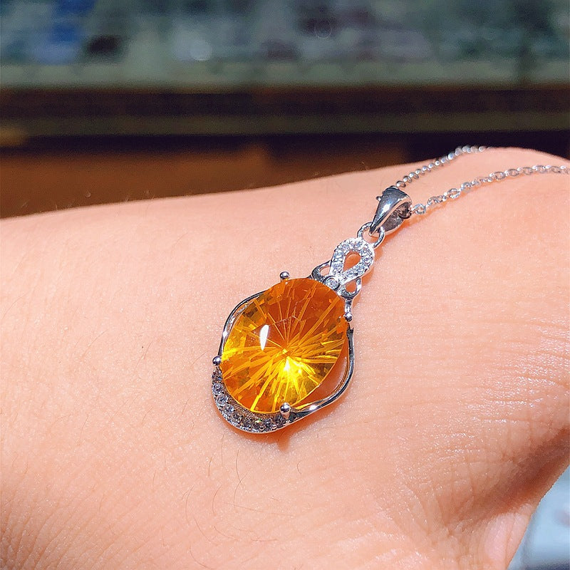 S925 Yellow Crystal Stone Pendant