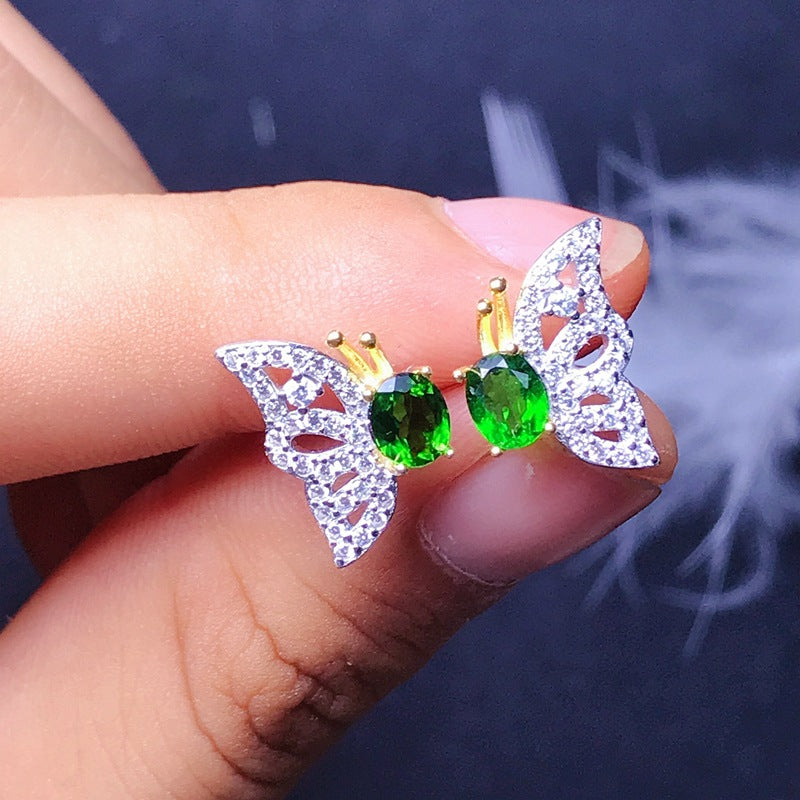 S925 Butterfly Tourmaline Earrings