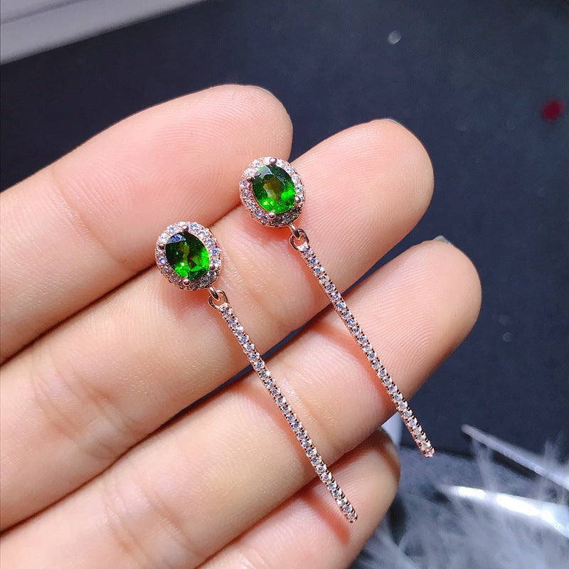S925 Natural Tourmaline Earrings
