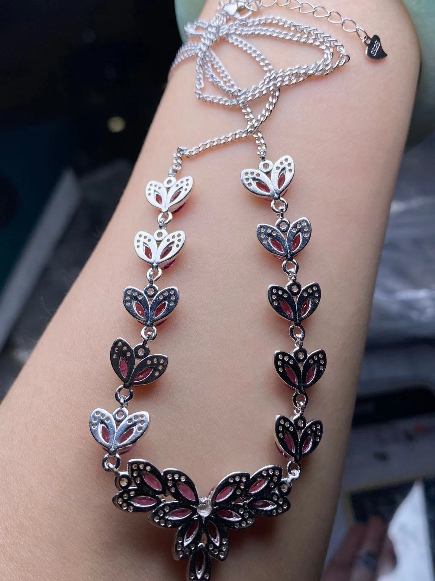 S925 Garnet and Albite Necklace