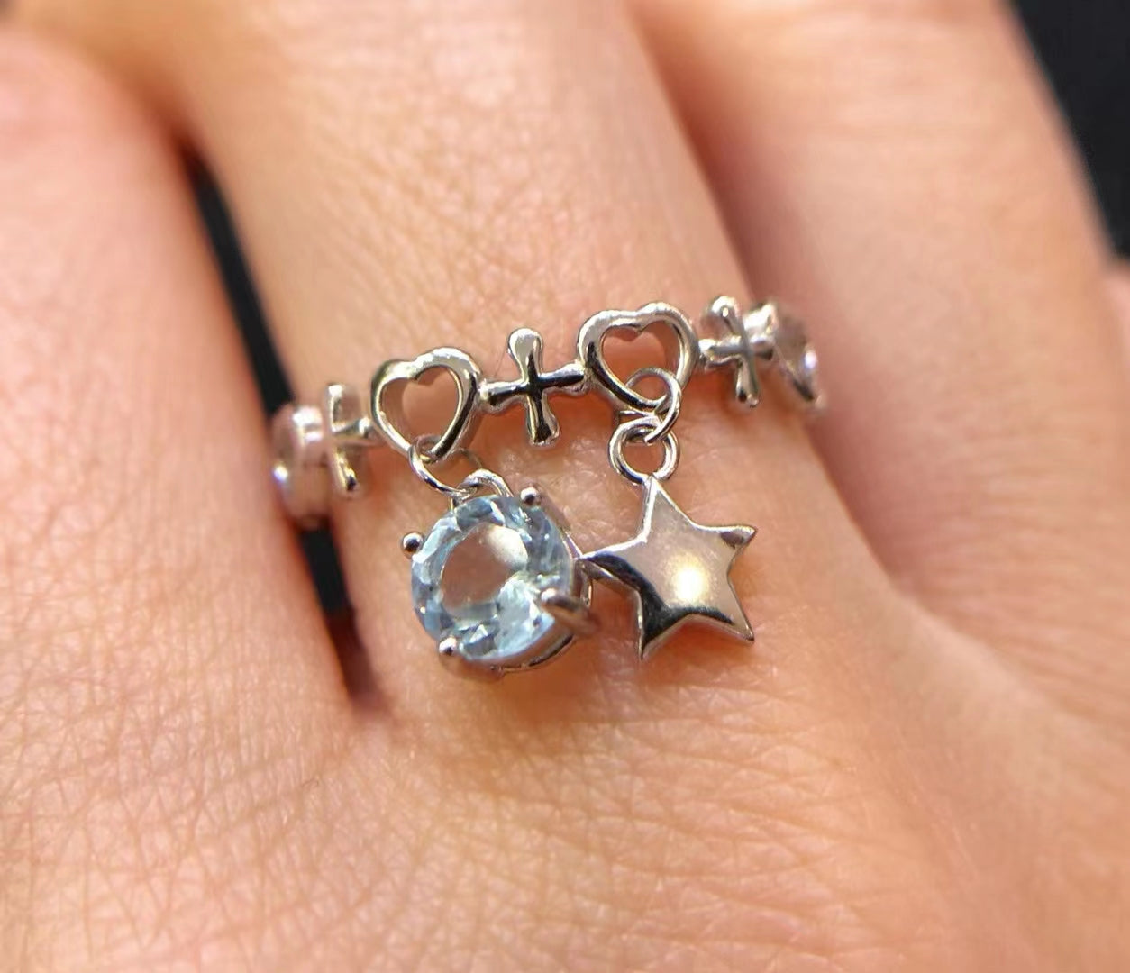 S925 Natural Blue Topaz Ring