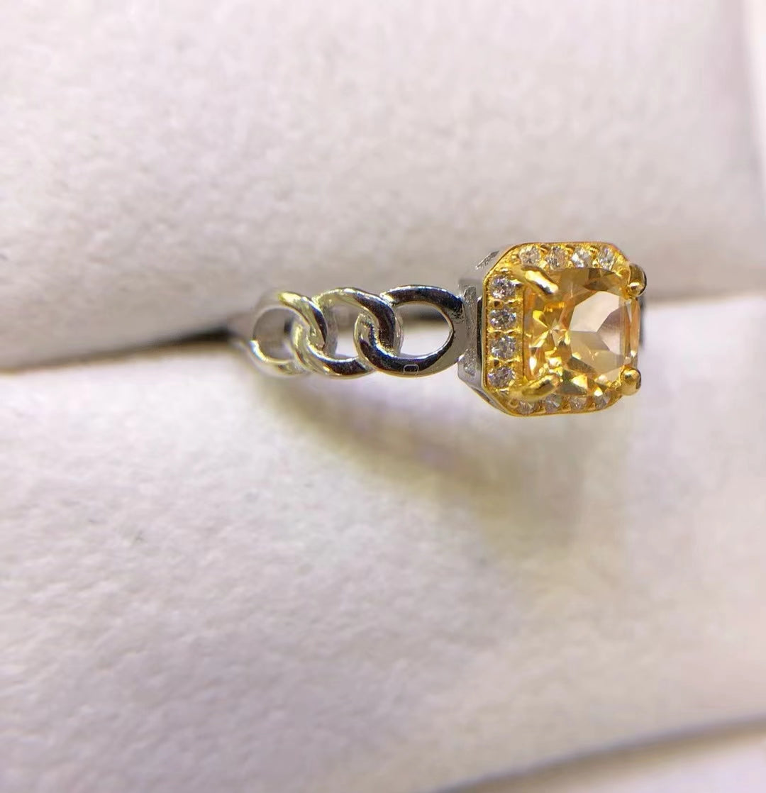s925 Natural Citrine Ring