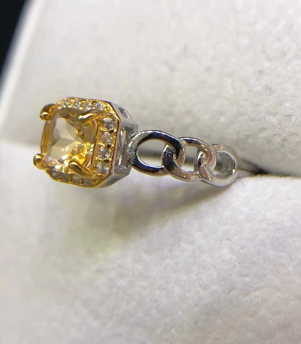 s925 Natural Citrine Ring