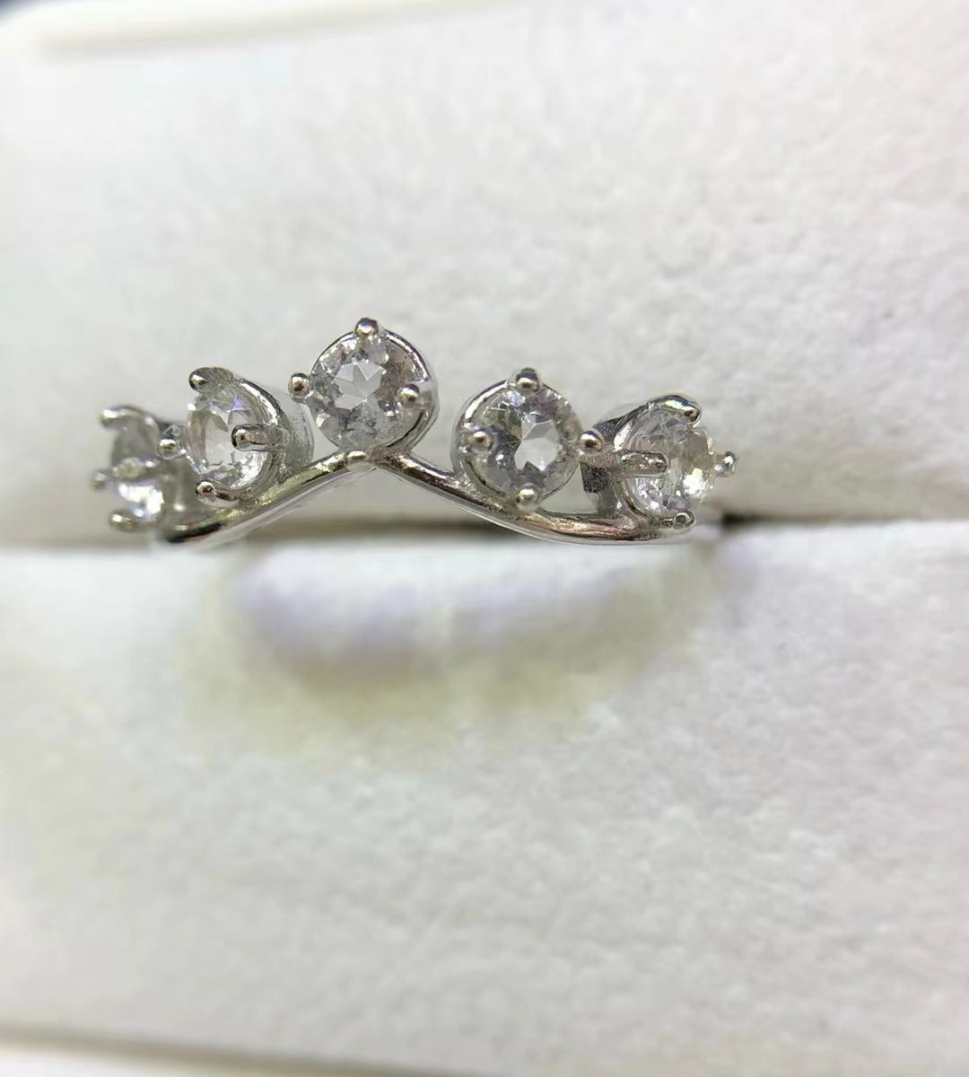 s925 natural white crystal row ring ladies silver ring