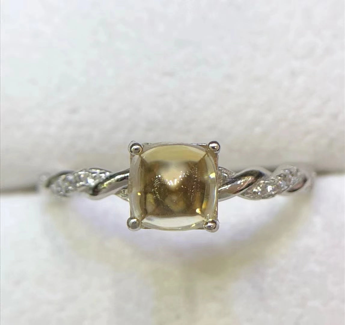 S925 silver delicate inlaid natural citrine sugar tower ladies silver ring