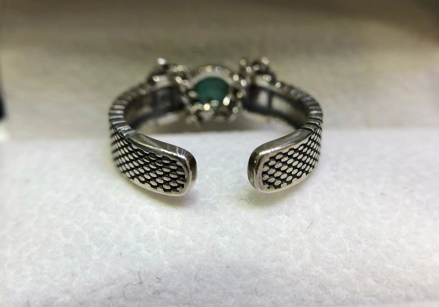 S925 Natural Hubei Original Mine Vintage Turquoise Ladies Ring