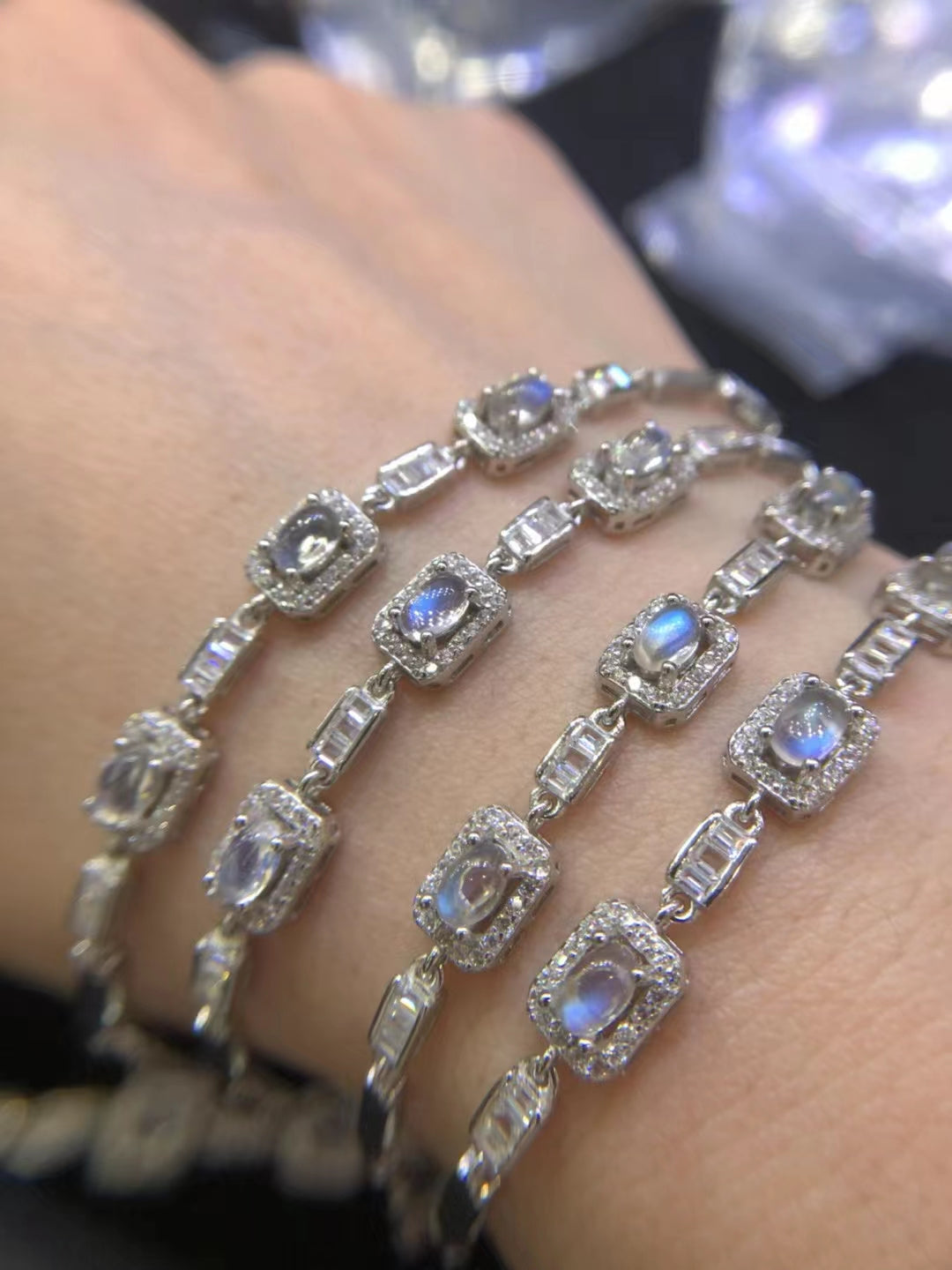 S925 Natural Blue Moonlight Ladies Silver Bracelet