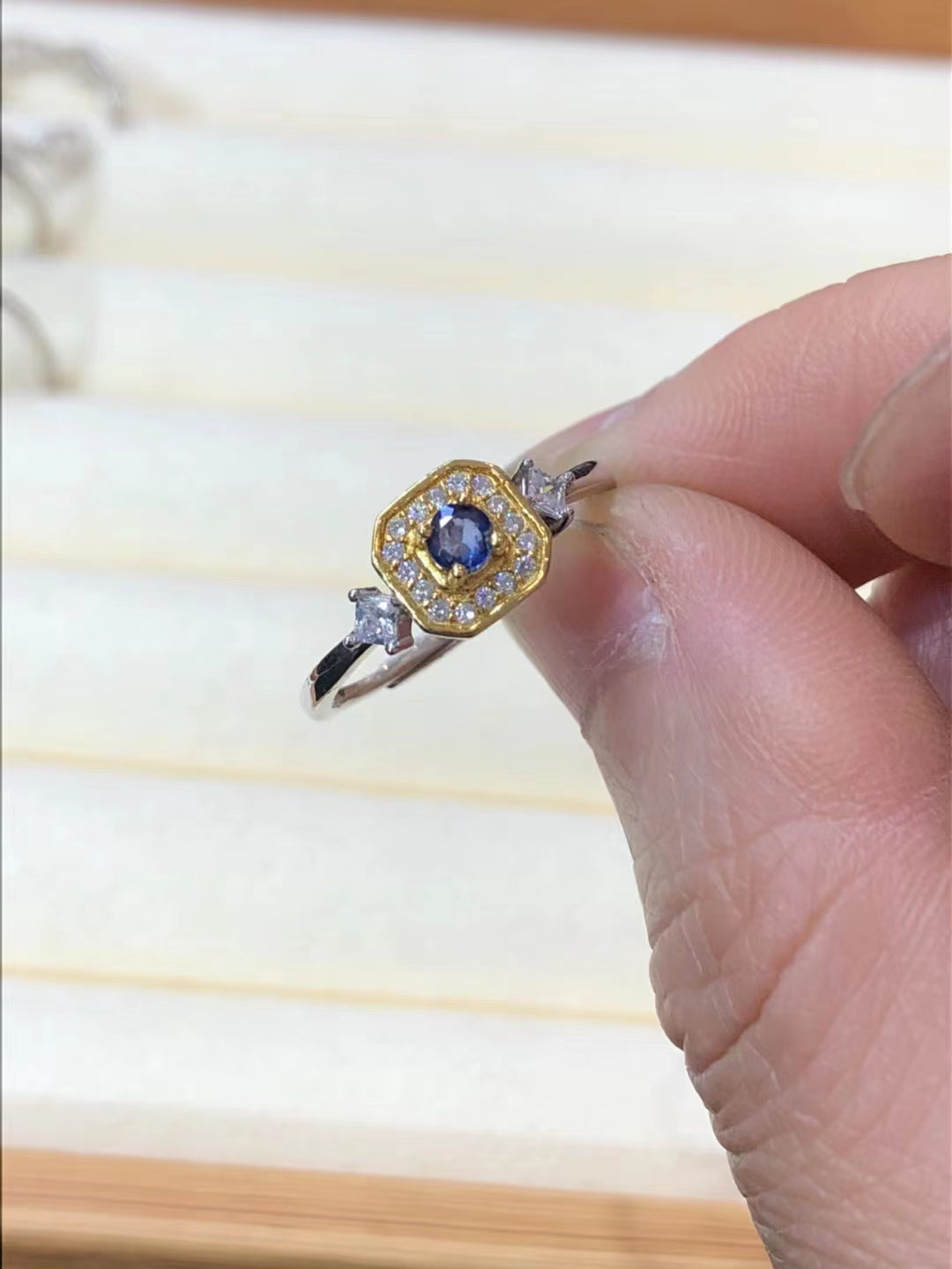 S925 Natural Sapphire Ring