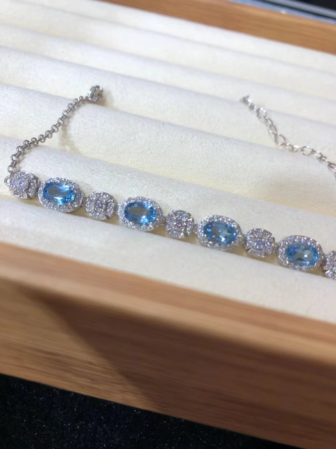 S925 Natural Swiss Blue Topaz Bracelet