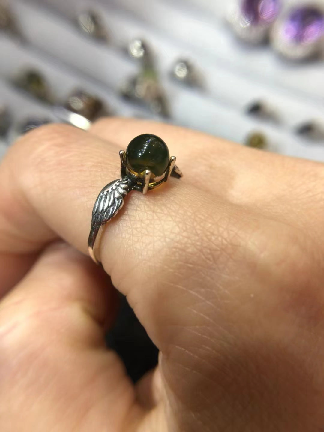 S925 Natural Mexican Blue Purple Ring