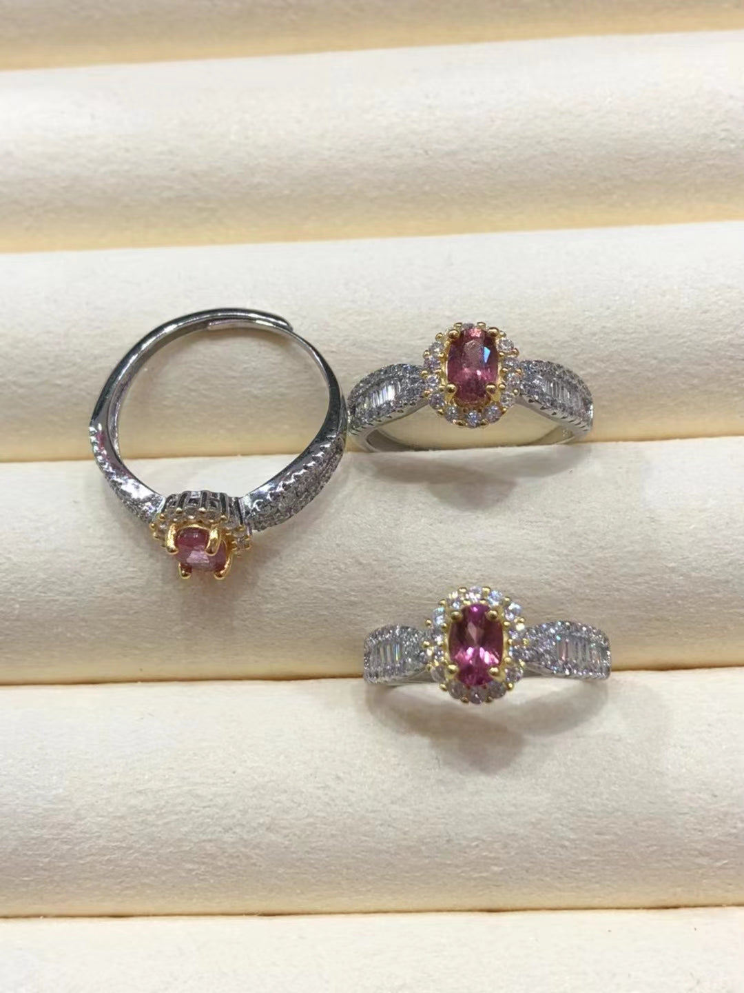 S925 All Pink Tourmaline Ring