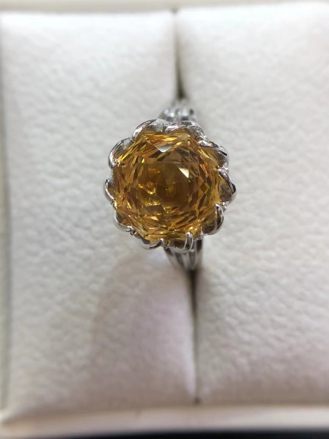 S925 Pod Rose Cut Citrine Ring