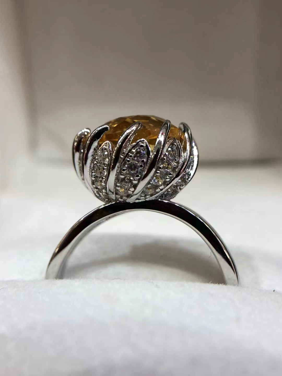 S925 Pod Rose Cut Citrine Ring