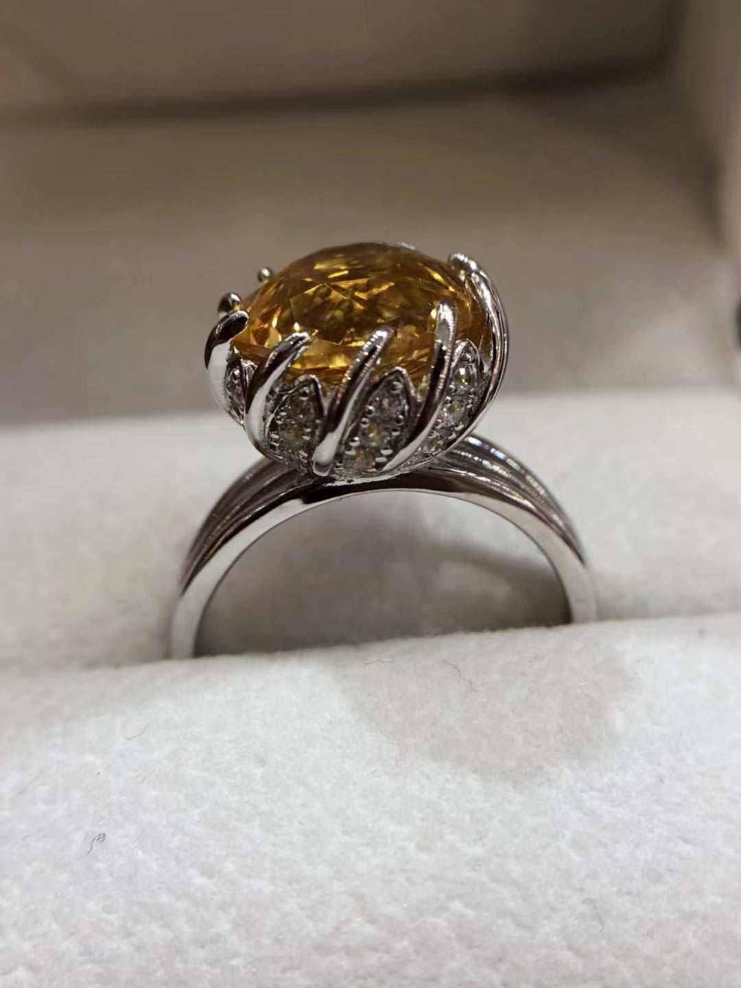 S925 Pod Rose Cut Citrine Ring