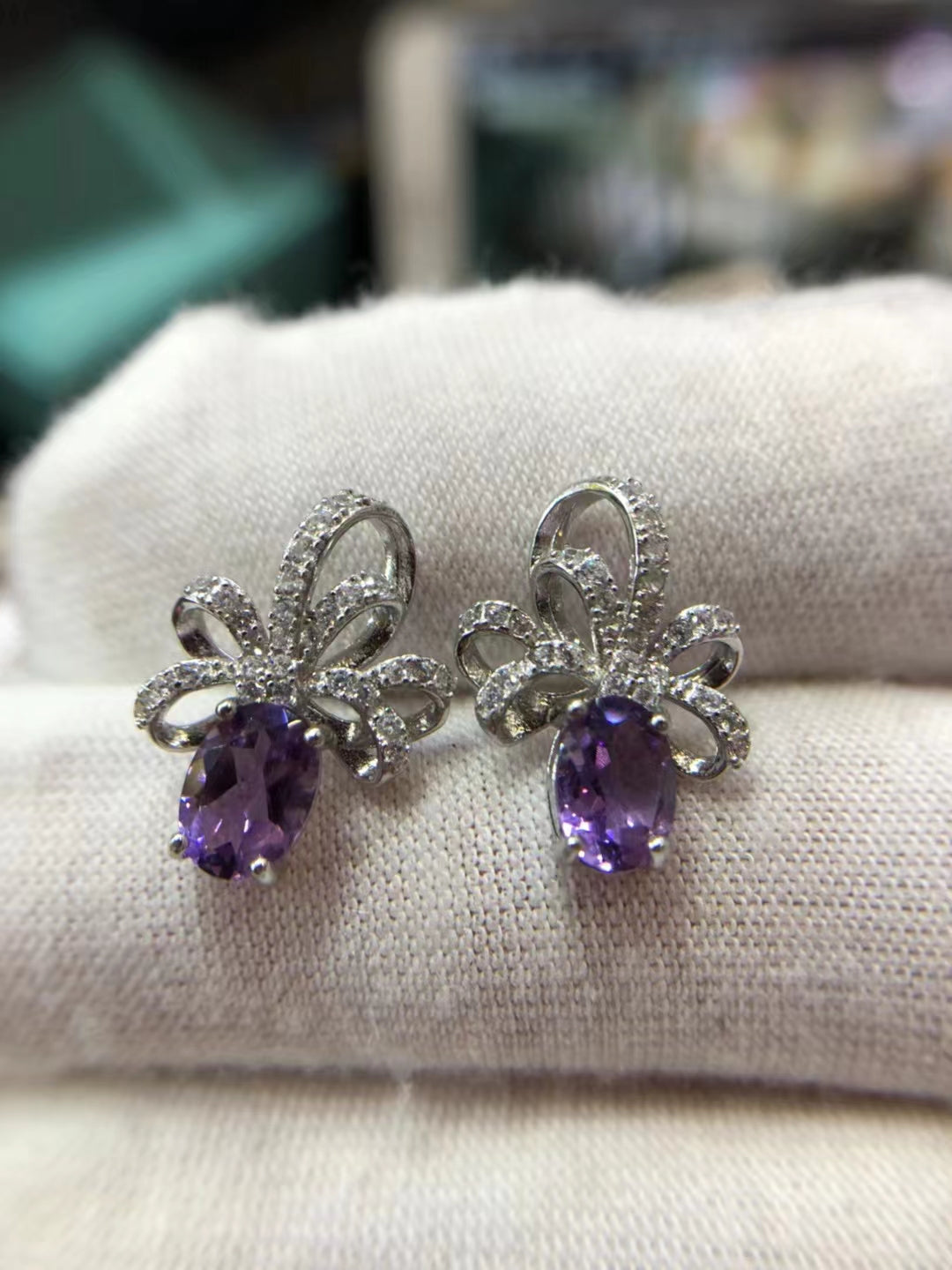 S925 Natural Amethyst Sterling Silver Earrings