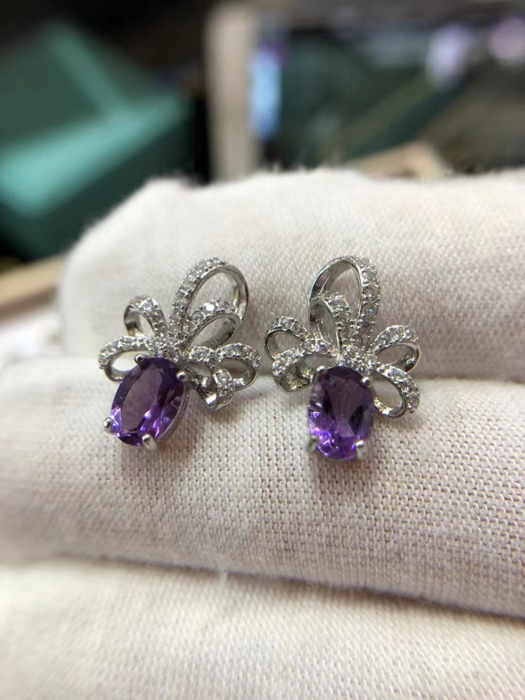 S925 Natural Amethyst Sterling Silver Earrings