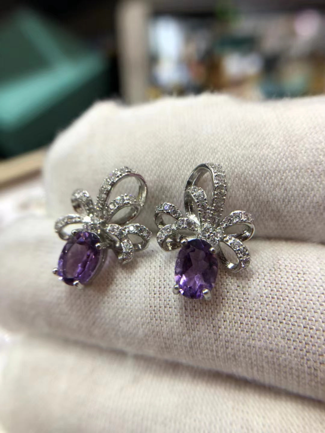 S925 Natural Amethyst Sterling Silver Earrings