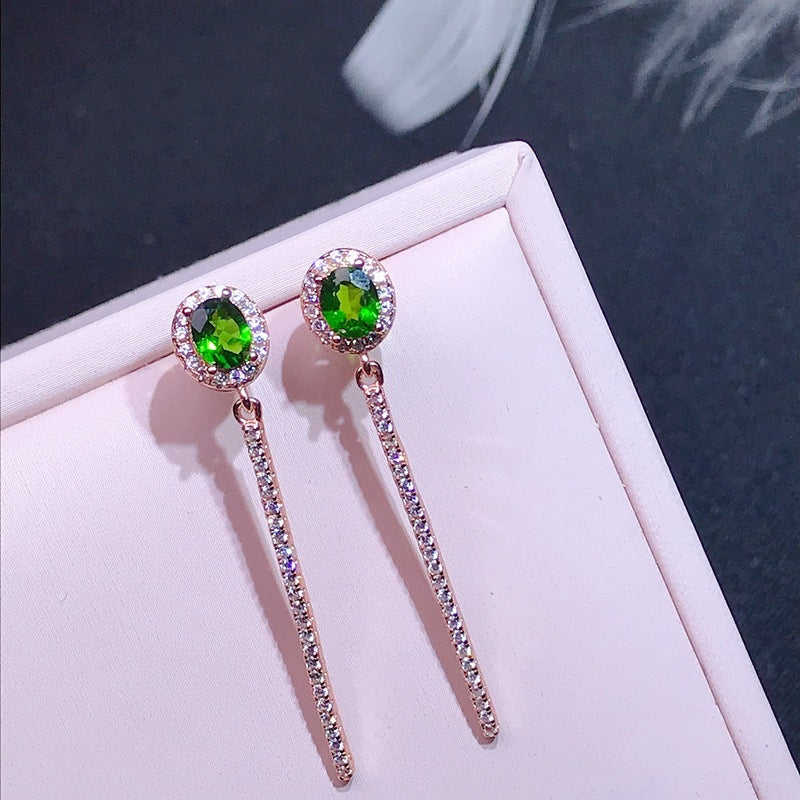 S925 Natural Tourmaline Earrings