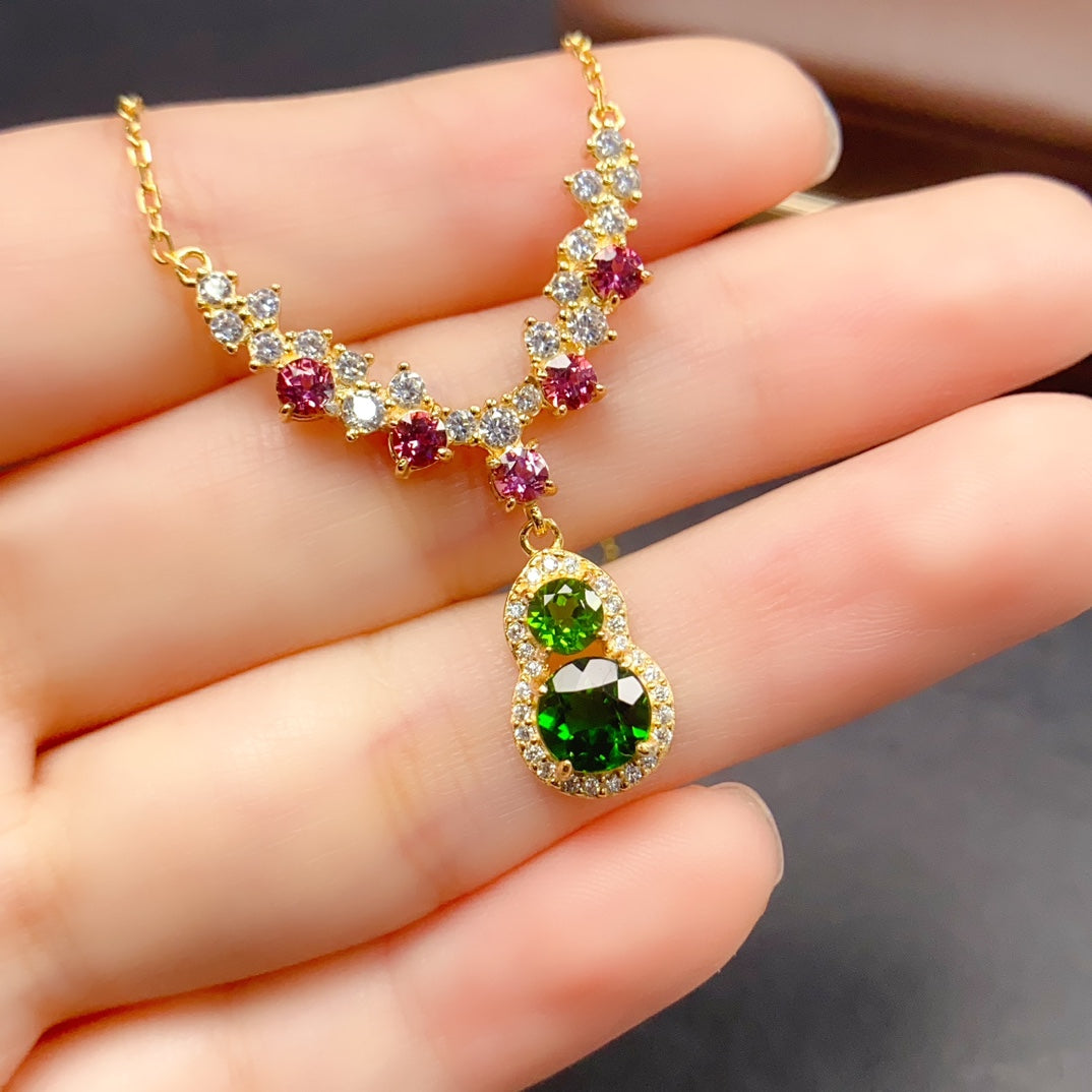 Natural Diopside Necklace 925 Sterling Silver Pendant, 3/4/5mm Green Gemstone Energy Crystal Choker, Dainty Layering Jewelry For Women, Positive Energy Luck Stone Gift