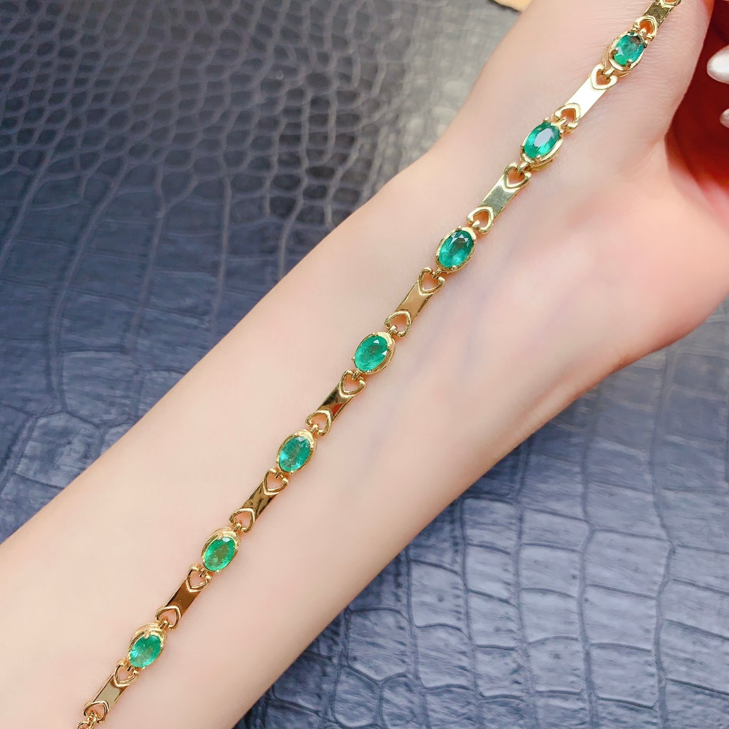 Natural Emerald Bracelet 4*6mm 925 Silver Tested Eternal Luck Blessing Elegant Birthday Gift