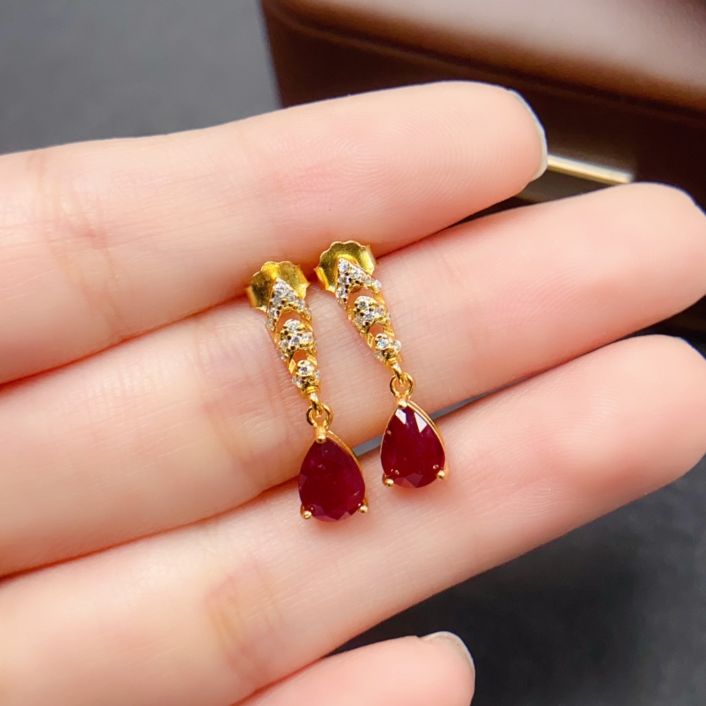 Natural Ruby Earrings Ear Hooks Ear Drops 5*7mm 3-in-1 Multifunctional High Clarity Pigeon Blood Red Full Fire S925 Silver Setting Light Luxury Versatile Ins Style Gift