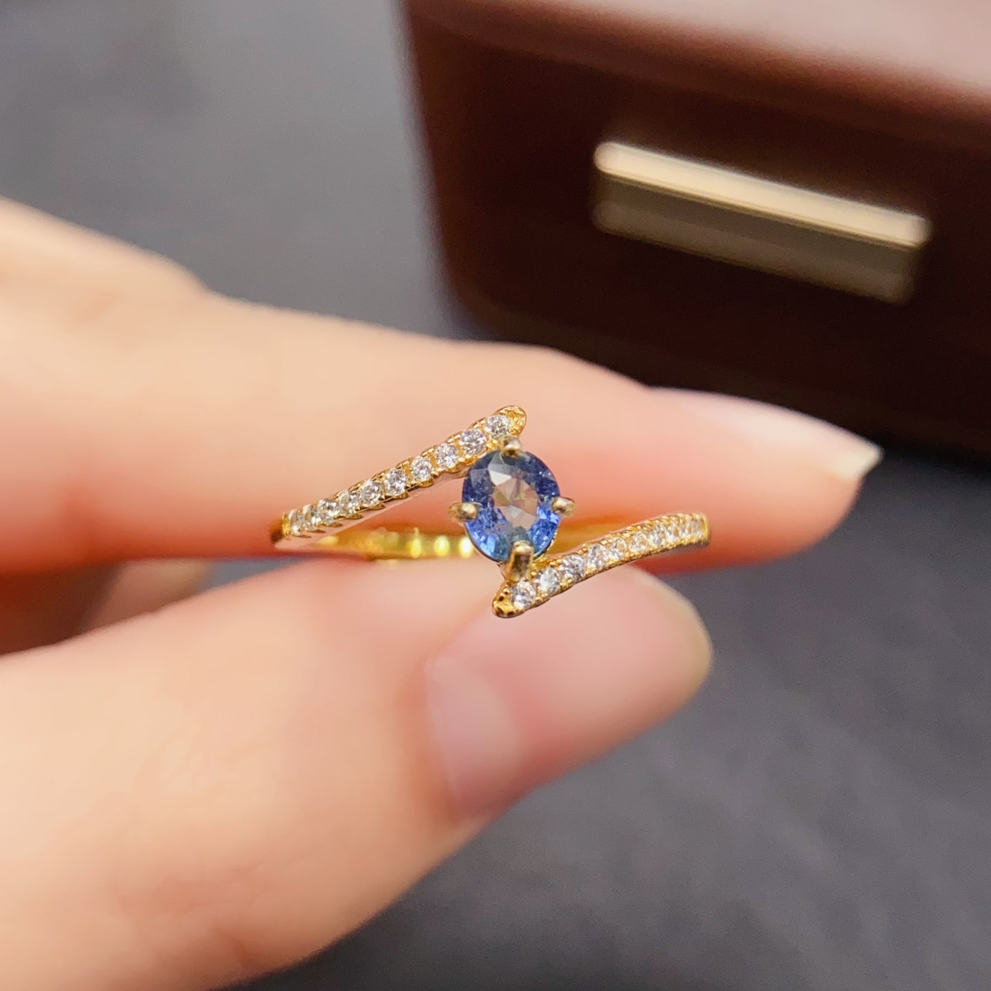 Natural Sapphire Ring, Adjustable, Royal Blue✨925 Silver, Minimalist Gift for Her