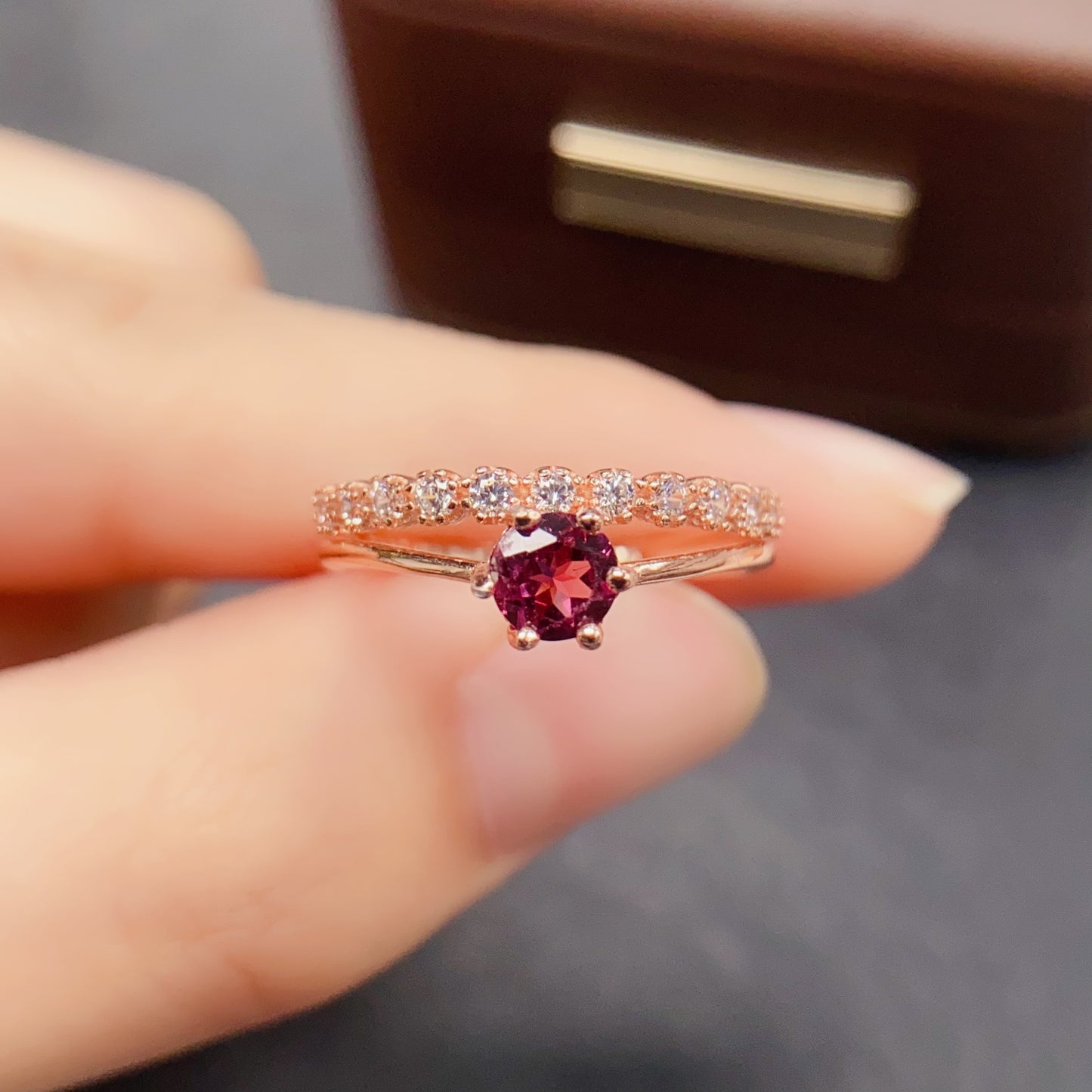 Natural Pyrope Garnet Ring | 5x5mm Round | 925 Silver | Fine Craftsmanship | Adjustable Open | Rare Gemstone | January Birthstone | Minimalist Gift